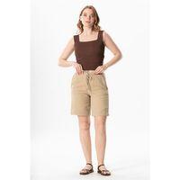 Beli Lastikli Rüzgar Kadın/Erkek Unisex Müslin Yazlık Şort Vizon Vzn