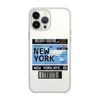 iPhone 14 Pro Max Uyumlu New York Ticket Desenli Şeffaf Silikonlu Telefon Kılıfı