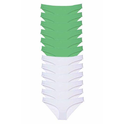 12 adet Eko Set Likralı Kadın Slip Külot Yeşil Beyaz