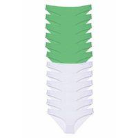 12 adet Eko Set Likralı Kadın Slip Külot Yeşil Beyaz