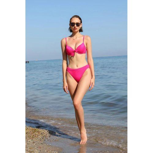 Kadın Destekli Fiyonklu Alt Üst Fuşya Bikini Takım