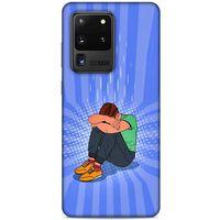 Samsung Galaxy S20 Ultra Kılıf Depresyon (32) Soft Silikon Kılıf Turuncu Kahve