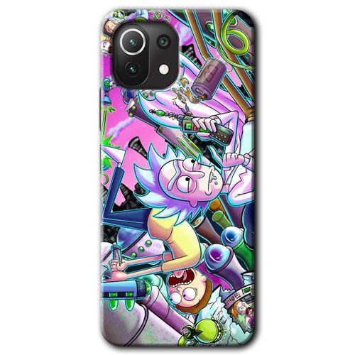 MRCİLETİSİM Xiaomi Mi 11 Lite Kılıf Kapak - Graffiti Çizgi Film +Hayalet Ekran Yandan Gözükmez