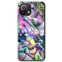 MRCİLETİSİM Xiaomi Mi 11 Lite Kılıf Kapak - Graffiti Çizgi Film +Hayalet Ekran Yandan Gözükmez