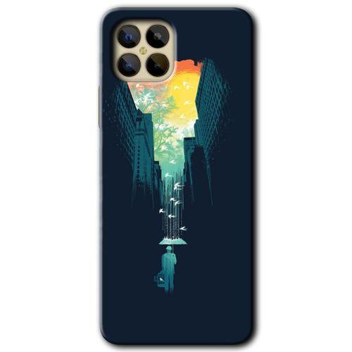 Omix X600 Kılıf HD Desen Baskılı Arka Kapak - City Bird Sky