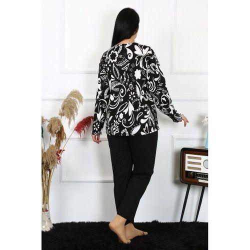 Kadın Büyük Beden Penye Uzun Kol Pijama Takım