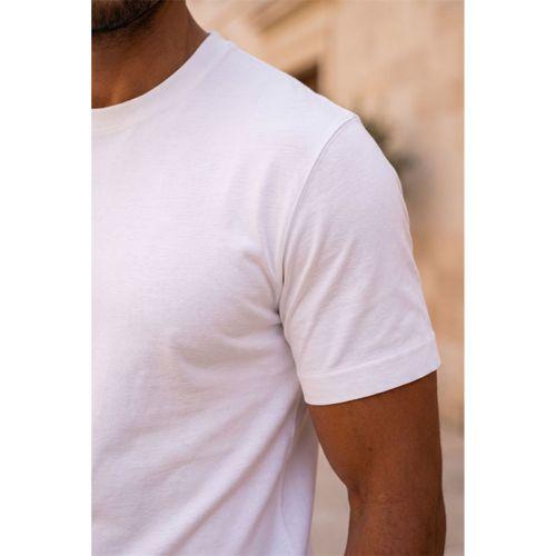 Linklater Regular Fit Basic Likralı Pamuk Erkek T-Shirt - Beyaz