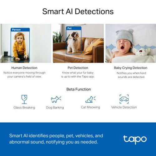 TP-LINK Tapo C220, 4,0Mpix, İç ve Dış Mekan, WiFi,  9Mt. Gece Görüşü, 360 Dönüş, İki Yönlü Ses Güvenlik Yapay Zeka Destekli Kamera