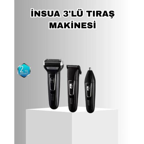 İnsua Erkek Bakım Seti – 3 Başlıklı Şarjlı Tıraş Makinesi, 60 Dakika Kablosuz Kullanım