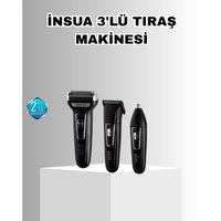İnsua Erkek Bakım Seti – 3 Başlıklı Şarjlı Tıraş Makinesi, 60 Dakika Kablosuz Kullanım