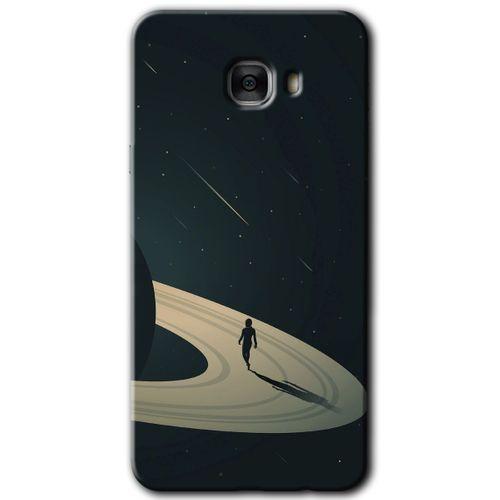 Samsung Galaxy C9 Pro Kılıf HD Desen Baskılı Arka Kapak + Temperli Cam - Space Planet
