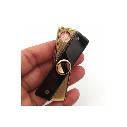Siyah Lüks Usb Şarjlı Alevsiz Stres Çarklı Işıklı Elektronik Çakmak