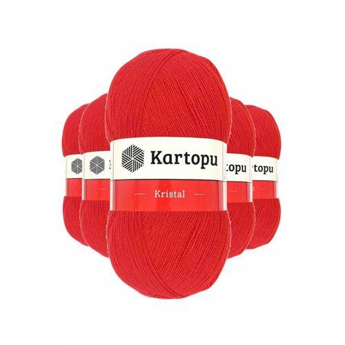 5 Adet Kristal Çift Katlı El Örgü Lif İpi Açık Kırmızı K160