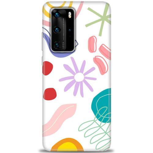 Huawei P40 Pro Kılıf HD Baskılı Kılıf - Çiçek Yıldız + Tam Ekran Koruyucu
