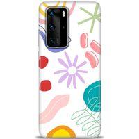 Huawei P40 Pro Kılıf HD Baskılı Kılıf - Çiçek Yıldız + Tam Ekran Koruyucu
