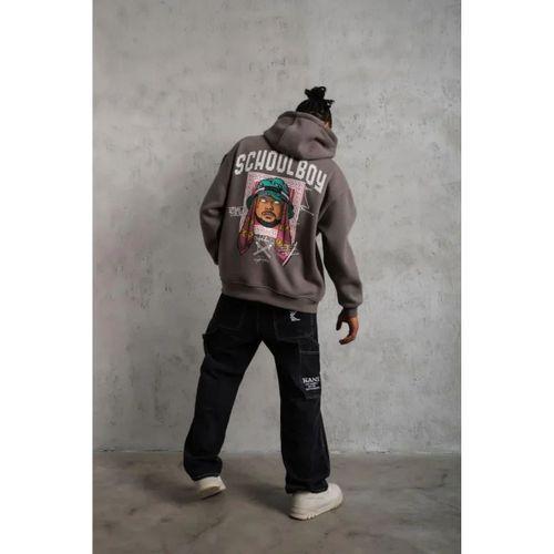 Erkek SCHOOL BOY Baskılı Kapüşonlu Sweat - Gri