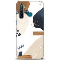 Realme 5 Pro Kılıf HD Baskılı Kılıf - Bej + Tam Ekran Koruyucu