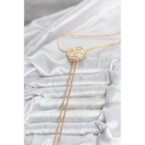 Pirinç Gold Renk Gül Model Asansörlü Kadın Kolye