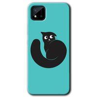 MRCİLETİSİM Realme C11 Kılıf Baskılı Kapak - Cat Vector + 5D Tam Kaplayan Cam