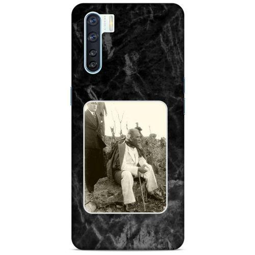 Oppo A91 Kılıf Atatürk (29) Arka Koruma Kılıfı Siyah Mermer