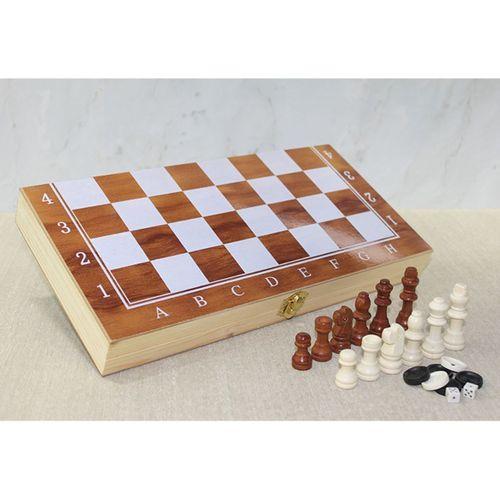 Ahşap Kutulu Satranç ve Tavla Seti
