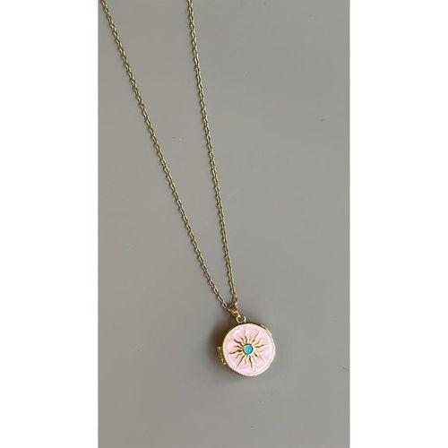 Kapaklı Güneş Kolye - Pembe