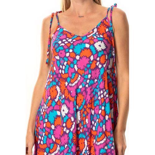 Askılı Viskon Suzan Uzun Yazlık Elbise Soyut Mor Syt mor