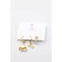 3'lü Bulut Küpe - Altın