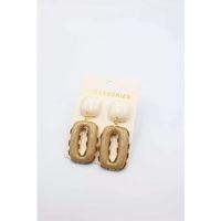 Taşlı Küpe - Kahverengi