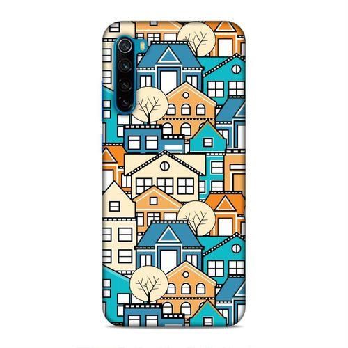 Xiaomi Redmi Note 8T Kılıf Mavi Evler Arka Kapak Silikon Koruma Full Koruyucu