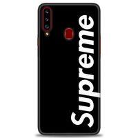 Samsung Galaxy A20S Kılıf HD Baskılı Kılıf - Supreme Siyah + Tam Ekran Koruyucu