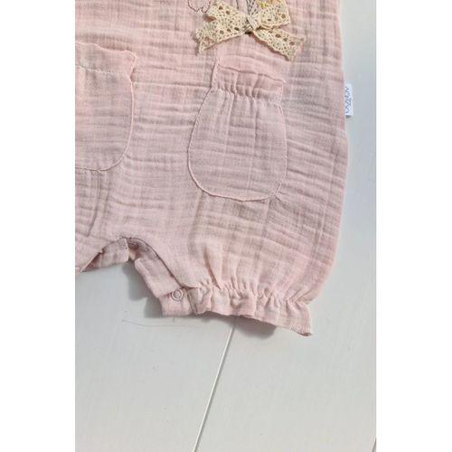 Müslin Kumaş Çiçek Nakışlı Pamuklu Kız Bebek Tulum