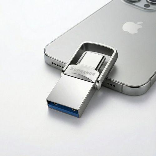 2'si 1 Arada USB 3.2 Type-C Ve USB 64GB Metal Flash Disk