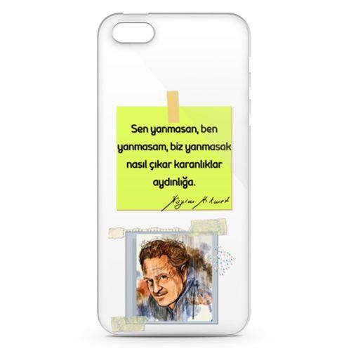 Apple iPhone 5s Kılıf Caps Nazım Hikmet Arka Kapak Koruma Desenli Full Koruyucu