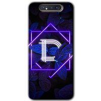 MRCİLETİSİM Samsung Galaxy A80 Kılıf HD Desen Baskılı Arka Kapak + Temperli Cam - Dark Neon Yaprak D Harfi
