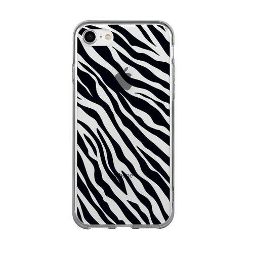 iPhone 12 Pro Max Zebra Pattern Premium Şeffaf Silikon Kılıf Siyah Baskılı