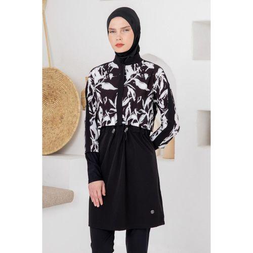 Adasea 261210 Siyah Pera Spor Lycra Uzun Kollu Tesettür Mayo