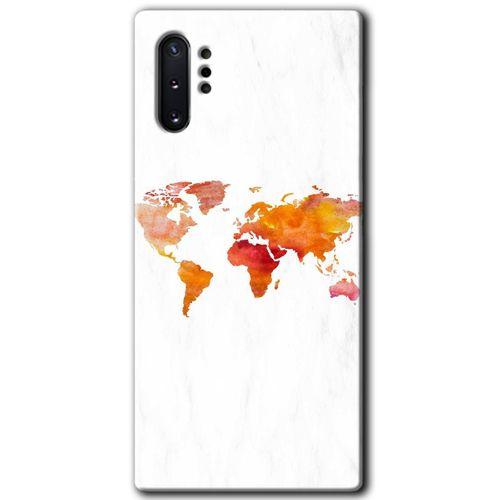 Potkal Hediye Fabrikası Samsung Galaxy Note 10 Plus Kılıf HD Desen Baskılı Arka Kapak - Dünya Haritası