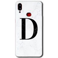 Samsung Galaxy A10s HD Baskılı Kılıf + 9D Tam Ekran Koruyucu - Beyaz Mermer Desenli D Harfi