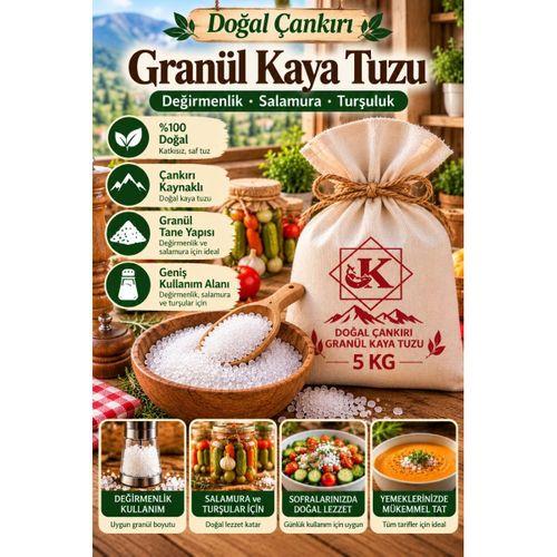 Doğal Çankırı Granül Kaya Tuzu 5 KG İri Taneli Değirmenlik Salamura Turşuluk