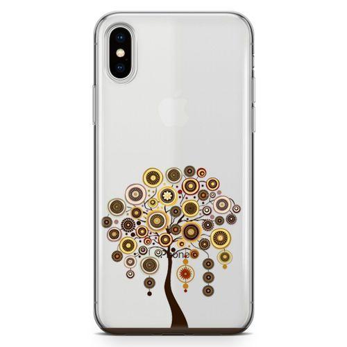 Apple iPhone XS Kılıf Kahverengi Motifler Arka Kapak Koruma Desenli Full Koruyucu