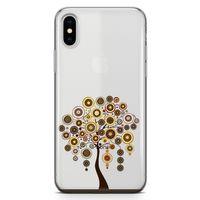 Apple iPhone XS Kılıf Kahverengi Motifler Arka Kapak Koruma Desenli Full Koruyucu