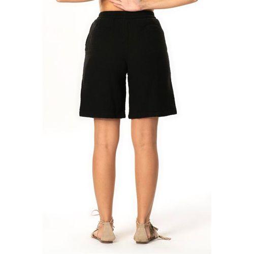 İnci Bağlamalı Uzun Yazlık Müslin Şort Siyah Syh