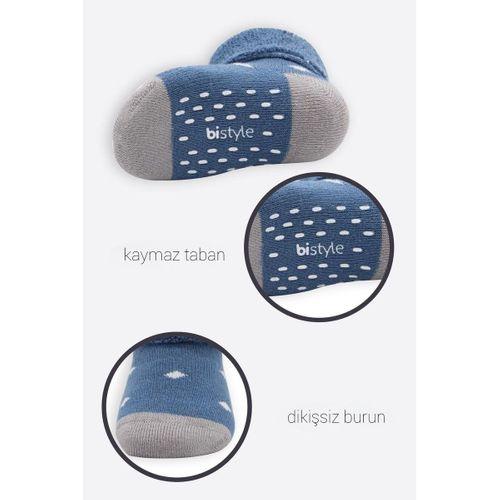 Bistyle Bistyle Puanlı Kaymaz Havlu Soket Çorap 2'Li BS10502 İndigo Gri