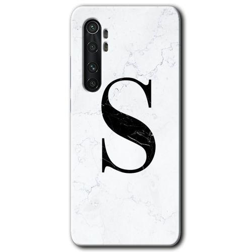 Xiaomi Mi Note 10 Lite Kılıf HD Desen Baskılı Arka Kapak - Beyaz Mermer Desenli S Harfi + Kırılmaz Cam