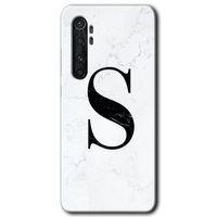 Xiaomi Mi Note 10 Lite Kılıf HD Desen Baskılı Arka Kapak - Beyaz Mermer Desenli S Harfi + Kırılmaz Cam