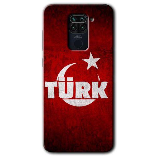 MRCİLETİSİM Xiaomi Redmi Note 9 Kılıf Kapak - Ayyıldız Türk +Hayalet Ekran Yandan Gözükmez