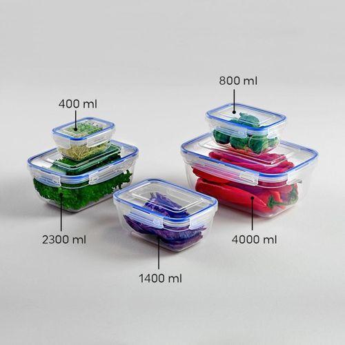 1400 ml Dikdörtgen Contalı Sızdırmaz Saklama Kabı (Şeffaf/Beyaz)