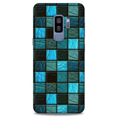 Samsung Galaxy S9 Plus Kılıf Patchwork (27) Tasarımlı Kılıf Turkuaz Siyah