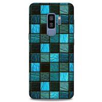 Samsung Galaxy S9 Plus Kılıf Patchwork (27) Tasarımlı Kılıf Turkuaz Siyah